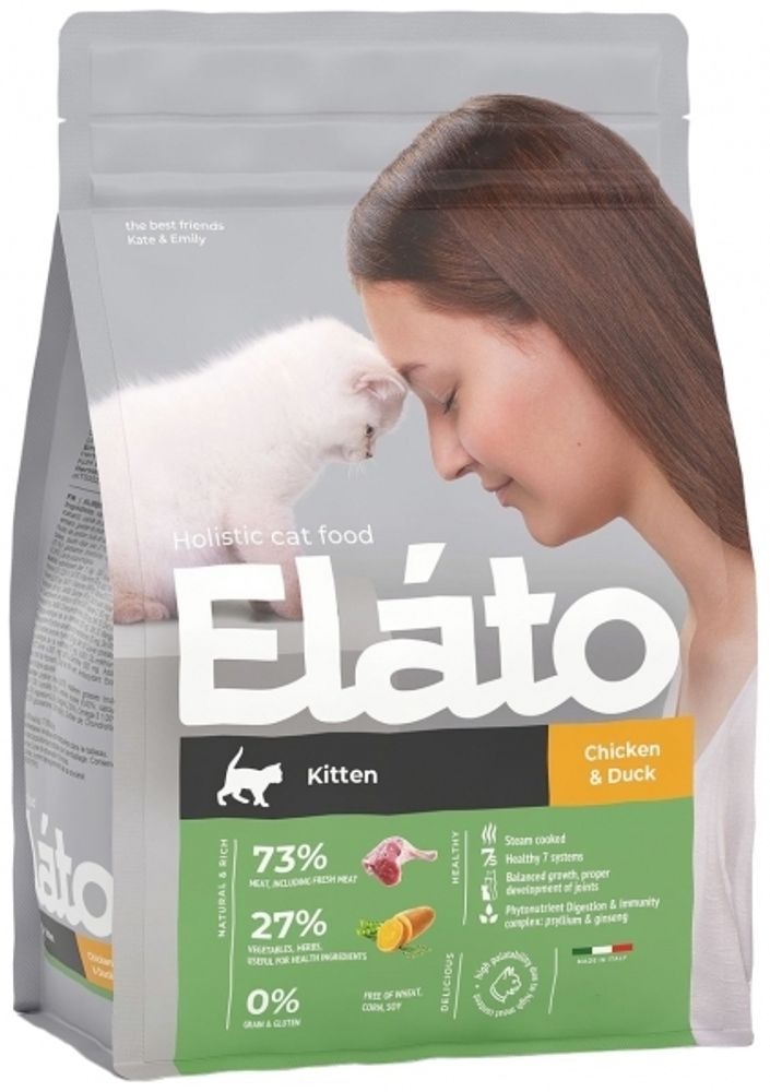 Elato 300г Holistic Сухой корм для котят, с курицей и уткой