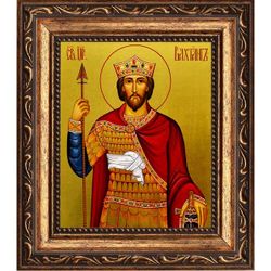 Вахтанг Горгасали святой благоверный царь. Икона на холсте.