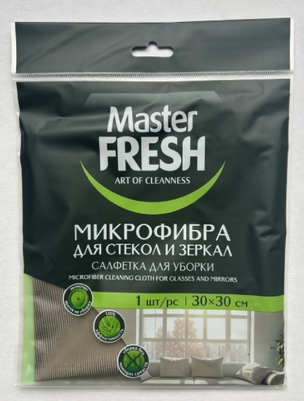 Master FRESH МИКРОФИБРА салфетка для стекол и зеркал, 1шт. (30*30см) (К)