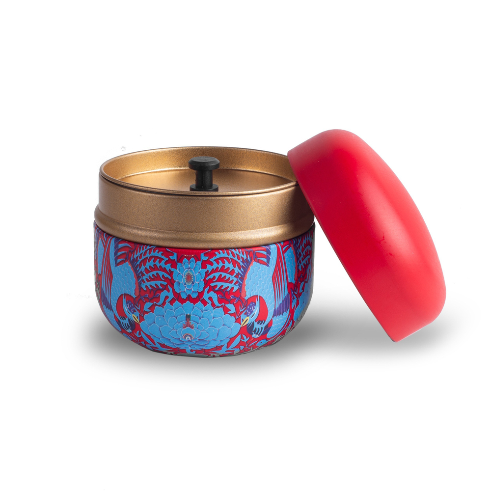 319052 Банка "Жар птица", 8,7см, жесть красный с рисунком