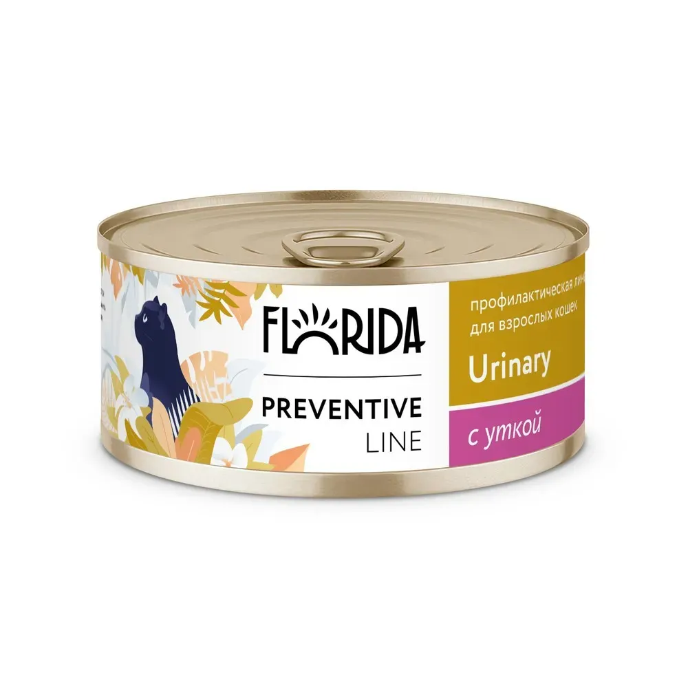 Консервы Florida Preventive Line Urinary для кошек при профилактике мочекаменной болезни, с уткой