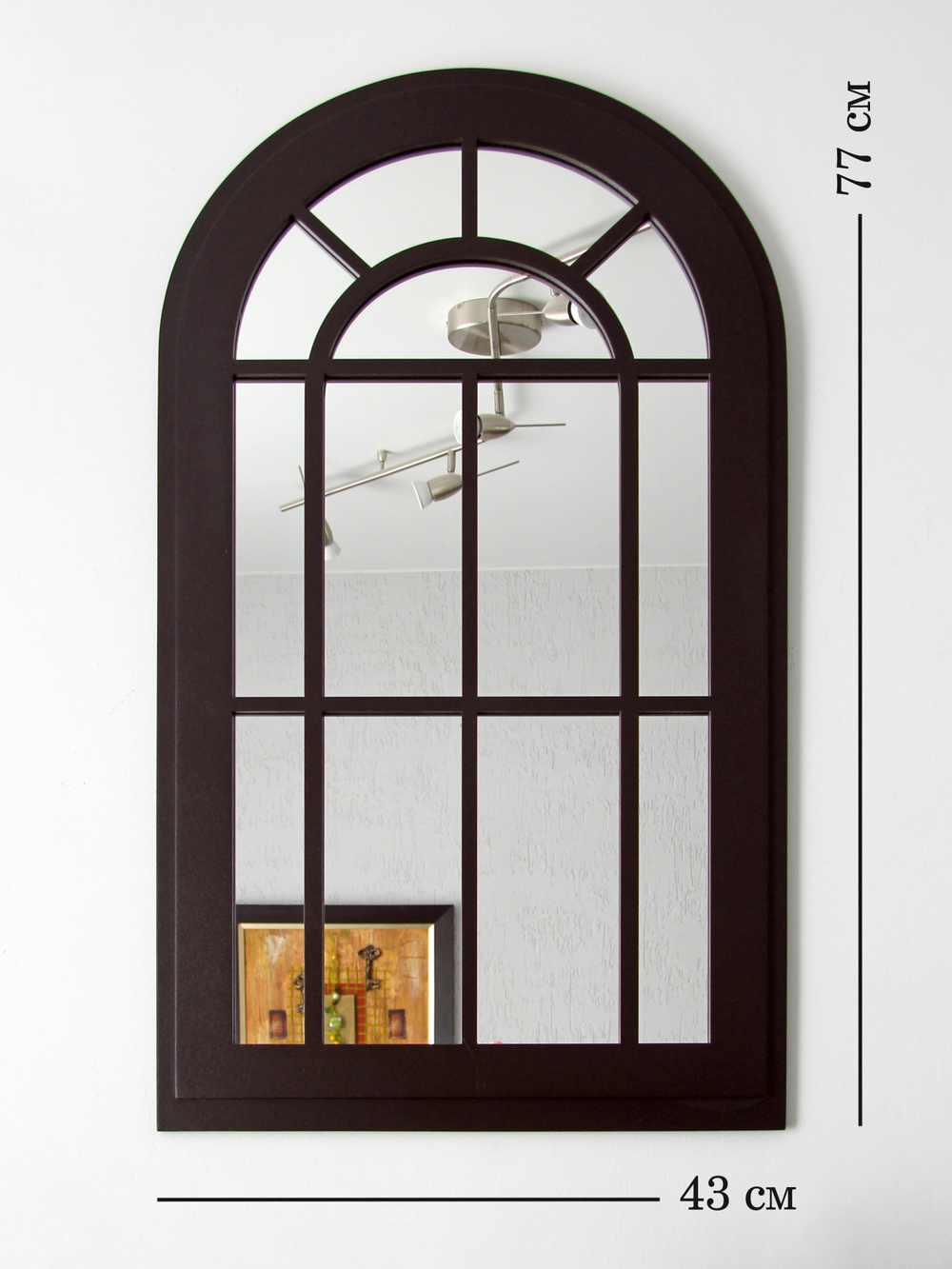 Зеркало на стену интерьерное в раме, фальш-окно "Окно-арка" 77*43 см Elenadecor