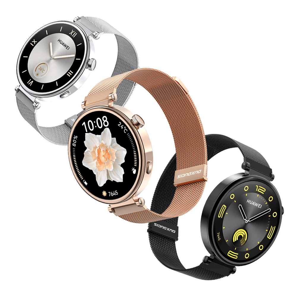 Ремешок из нержавеющей стали серебристого цвета от Dux Ducis для смарт часов Huawei watch GT4, GT5, GT5 Pro (18мм), серия Milanese Series (миланская петля)
