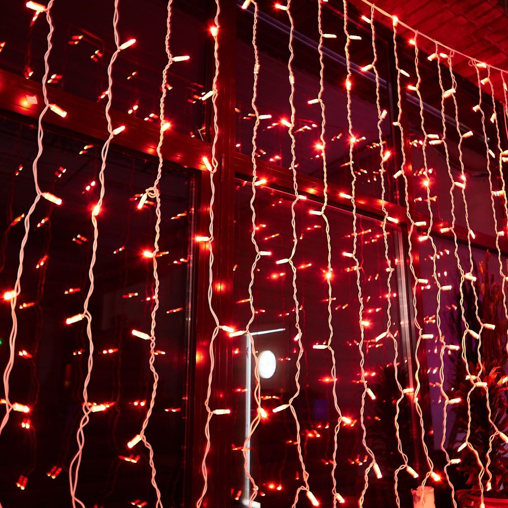 ULD-C2030-240-SWK RED IP67 Занавес светодиодный со статическим свечением. 3х2м. Соединяемый. 240 светодиодов. Красный свет. Провод белый. TM Uniel.