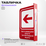Табличка Место размещения средств противопожарной защиты флажковая на стену, двусторонняя с крепежом, 19 х 25 см, для офиса, кафе, ресторана, серия COSMO, Айдентика Технолоджи