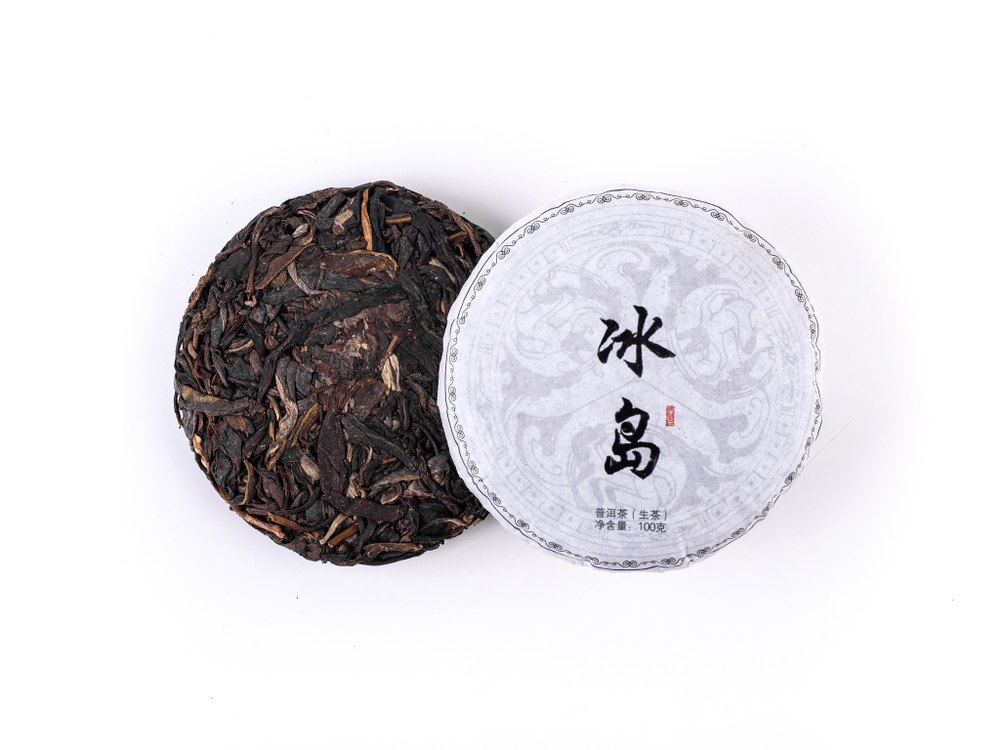 59282 Чай прессованный зеленый Пуэр Шэн "Сэнчжун, Биндао", мини бин 100гр