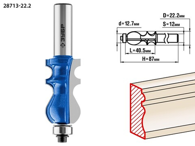 ЗУБР 22.2 x 41 мм, хвостовик 12 мм, фреза кромочная фигурная №2, Профессионал (28713-22.2)