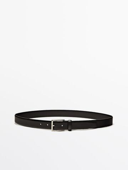 Massimo Dutti Ремень из мягкой кожи наппа, черный