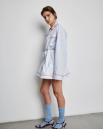 Рубашка из смесового хлопка с кантом голубой