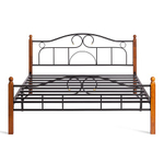 Кровать AT-808 дерево гевея/металл, 160х200см, красный дуб/черный