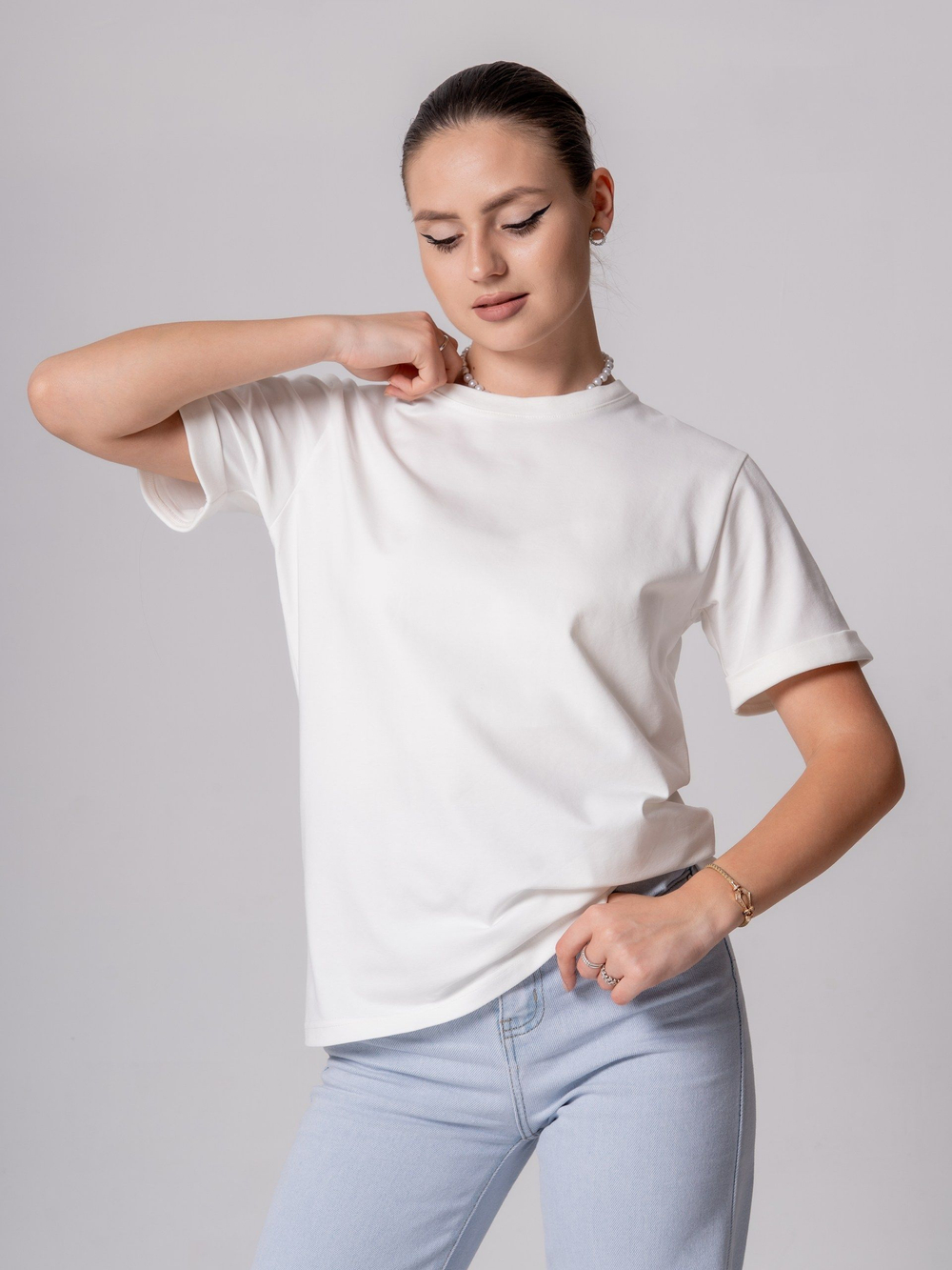 Футболка голубая с отворотами