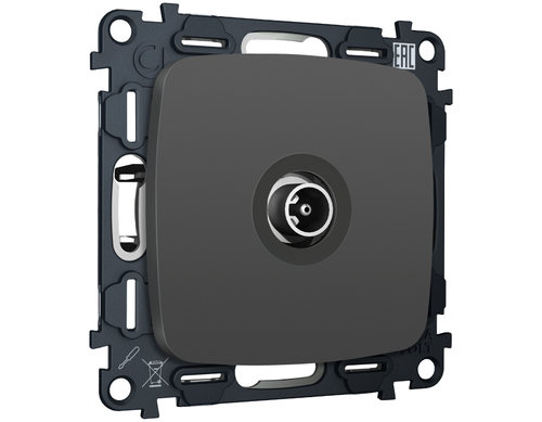 MO913010 Комплект механизма TV розетки оконечной OMEGA Графит мягкое касание 50-870 MHz 1dB QUANT (OP9130, VM202)