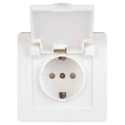 Розетка Intro Style 7-209-01 с заземлением 2P+E Schuko с крышкой шторками 16А-250В IP44 СУ белый