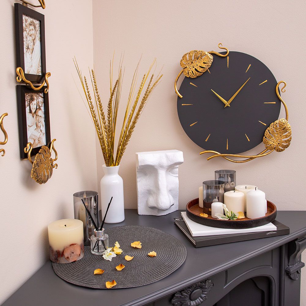 Часы настенные Monstera Deliciosa (Монстера) Серые Амбер