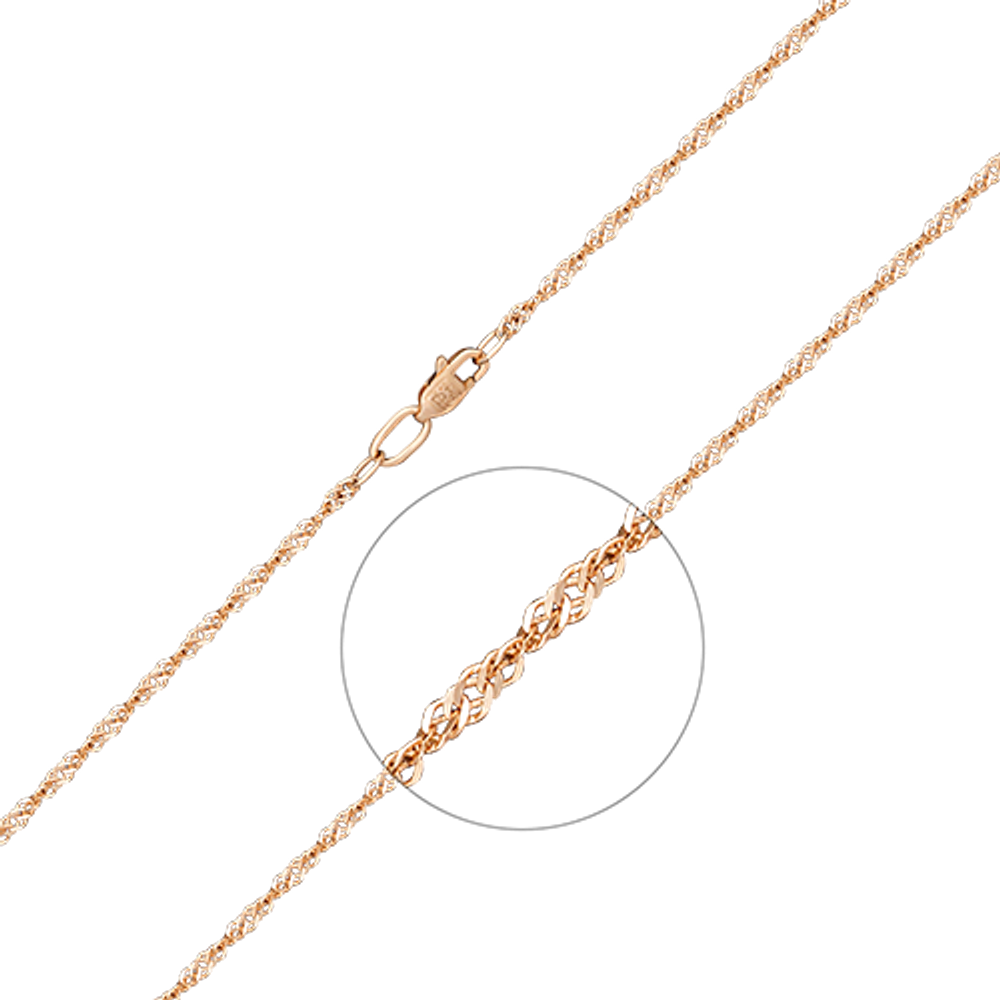 Браслет из красного золота с алмазной гранью (плетение «Сингапур»)