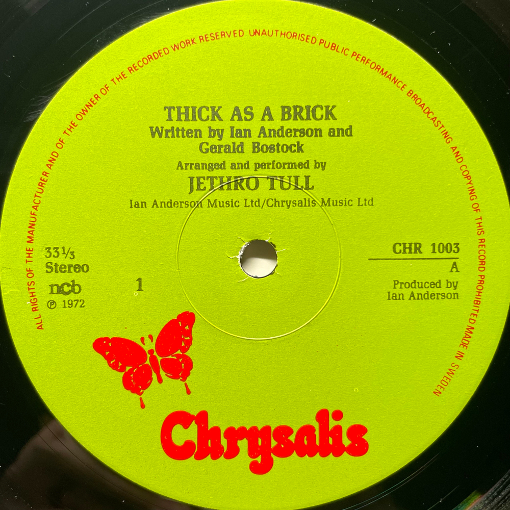 Jethro Tull - Thick As A Brick (Швеция 1972г.)