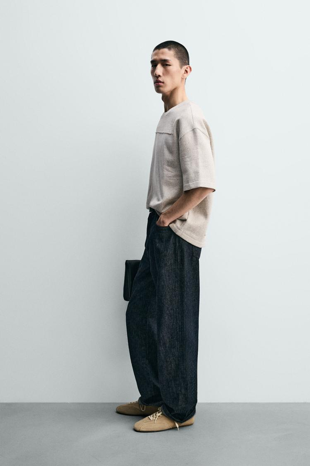 ZARA ОЛСТОВКА С КОМБИНИРОВАННОЙ НАШИВКОЙ, СЕРЫЙ МЕЛАНЖ