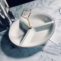 Lenardi 102-057 Менажница 25х16см MARZIPAN GREY в под.уп.(х12)Фарфор