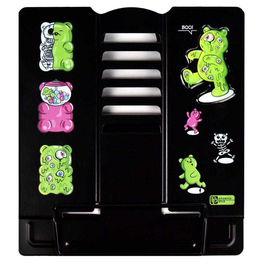 Подставка для книг и учебников, 19х20х15.5 см, окрашенный чёрный металл, УФ-печать, стикер с полноцветной запечаткой