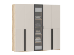 Шкафы Арден 200.04-200.02 витрина-полки-200.04-ящики Дуб Делано / Сантьяго софт