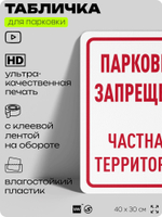 Табличка для парковки "Парковка запрещена, частная территория", для дома, офиса, организаций, 40х30 см, Silver Plane x Айдентика Технолоджи