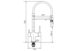Смеситель для кухни, гибкий излив, магнитная вставка, под фильтр, черный, Rose R958H