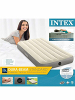 Мaтрас нaдувной Intex 64101 Deluxe Twin 99х191х25 см / Крoвать нaдувная Интeкс односпальная велюровая для дома и туризма