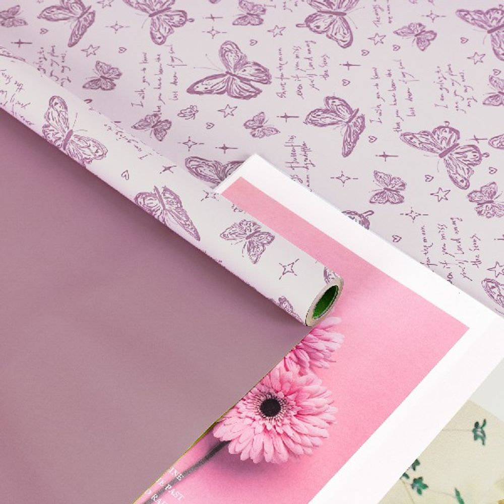 Пленка матовая "Бабочки Нежные" 57см*10м Сиреневая