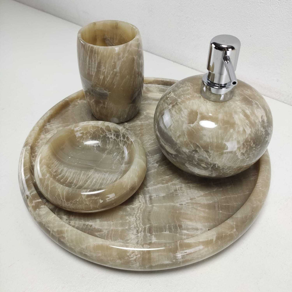 Набор из оникса 4 предм Mountain Set Grey NO-6163 круг