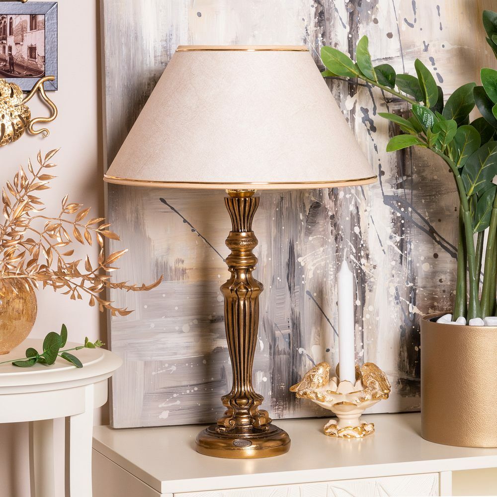 Настольная лампа Богемия Бронза Молоко