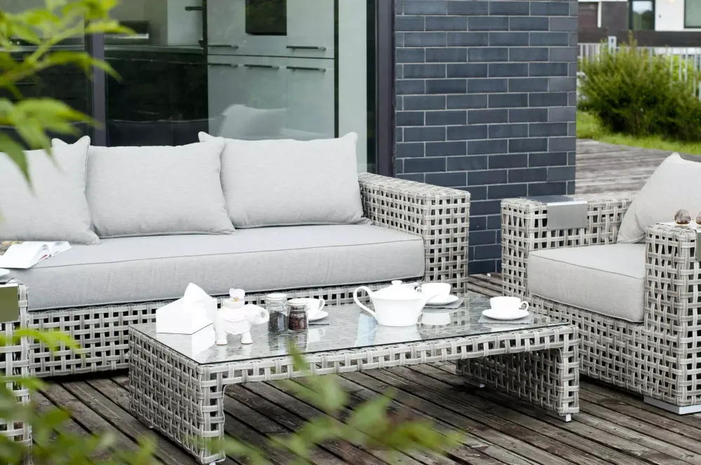 "Тито" диван из искусственного ротанга трехместный, цвет серый