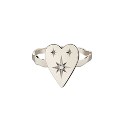 кольцо сердце «творение» со звездой и бриллиантом из белого золота