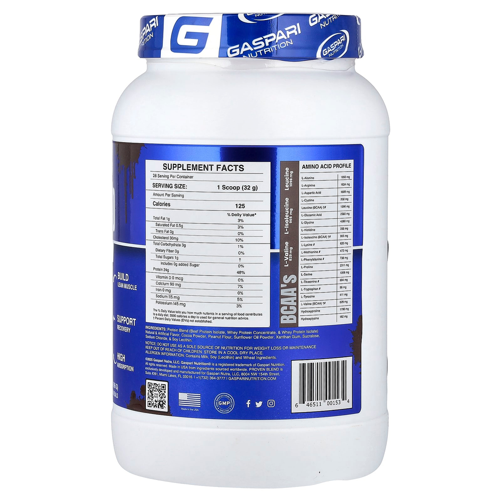 Gaspari Nutrition, Proven Blend, смесь протеинов из разных источников, шоколад и арахисовое масло, 896 г (2 фунта)
