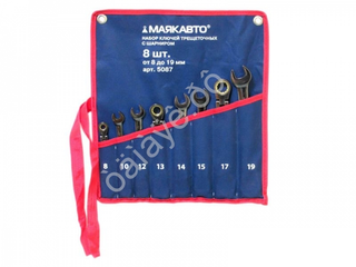 Набор ключей трещоточных с шарниром  8пр. (8-19мм) в сумке МАЯКАВТО™ 5087ф