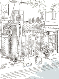 Two cats and a walk, Four Seasons. Coloring book (Korea)
