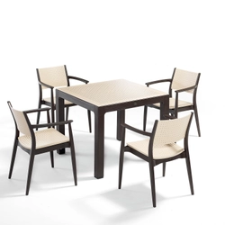 Seginus NVS-060 set of 4 Brown/Cappucino (Обеденная группа стол 1шт, стулья 4шт) , Novussi