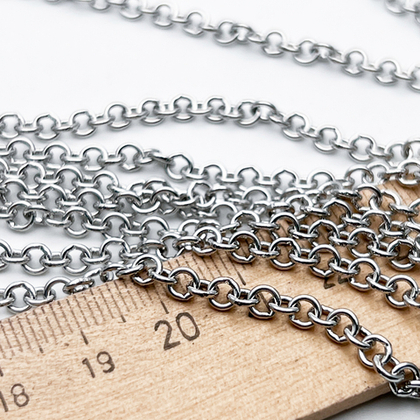 Цепочка, цвет серебро (родий), размер звена 4 мм, цена за отрезок 50 см