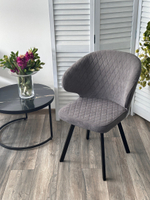 Стул М-City DISAUR Хилтон поворотный на 360 градусов, B28 темно-серый, Велюр, Черный каркас