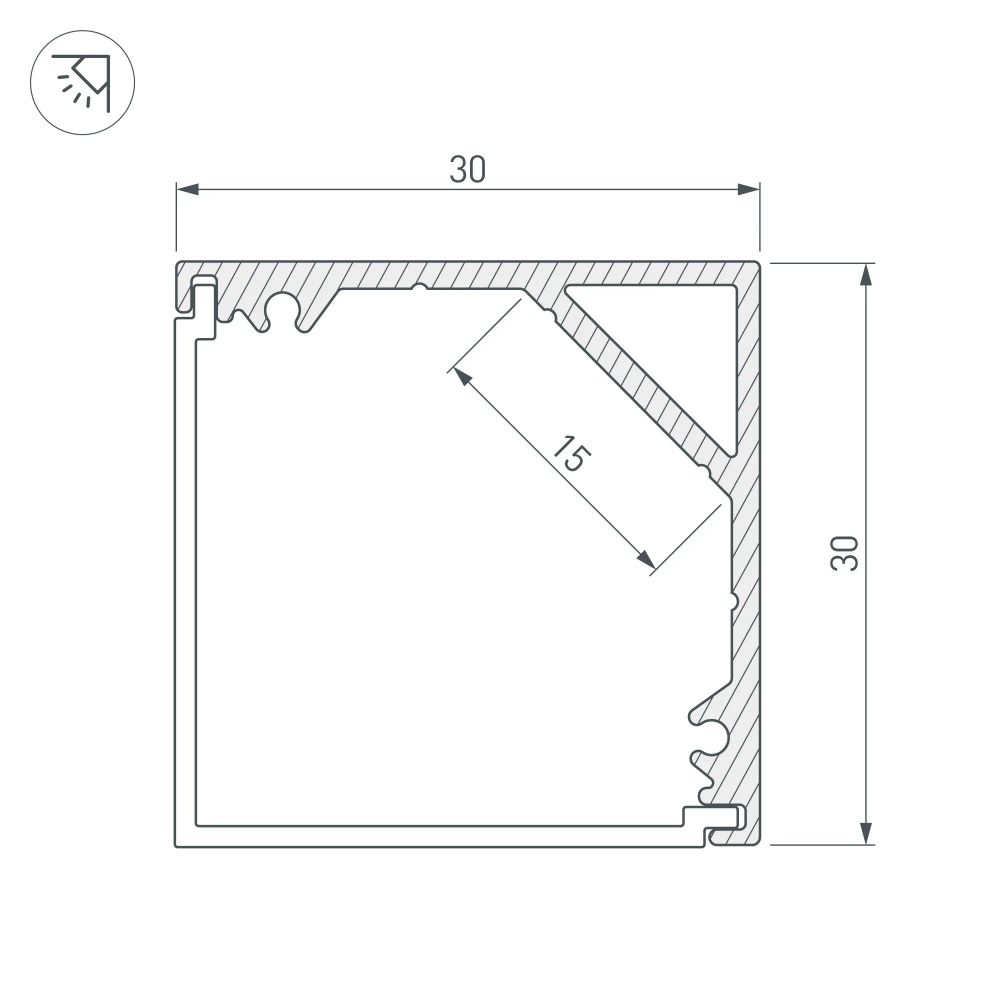 Профиль SL-KANT-H30-2000 ANOD (Arlight, Алюминий) 019333