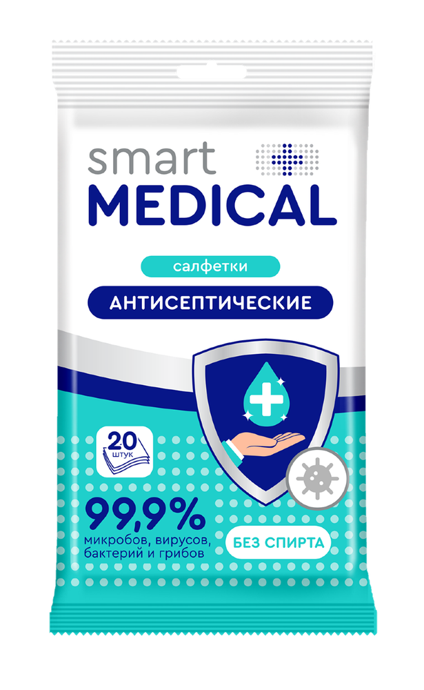 ЭКОНОМ SMART  №20  Влажные салфетки  Smart MEDICAL дезифинцирующие, 30%  спирта; Без крышки, 20 шт.*32