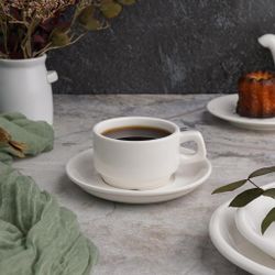 Кофейная пара 100 мл белая фарфор Stackable P.L. Proff Cuisine [6]