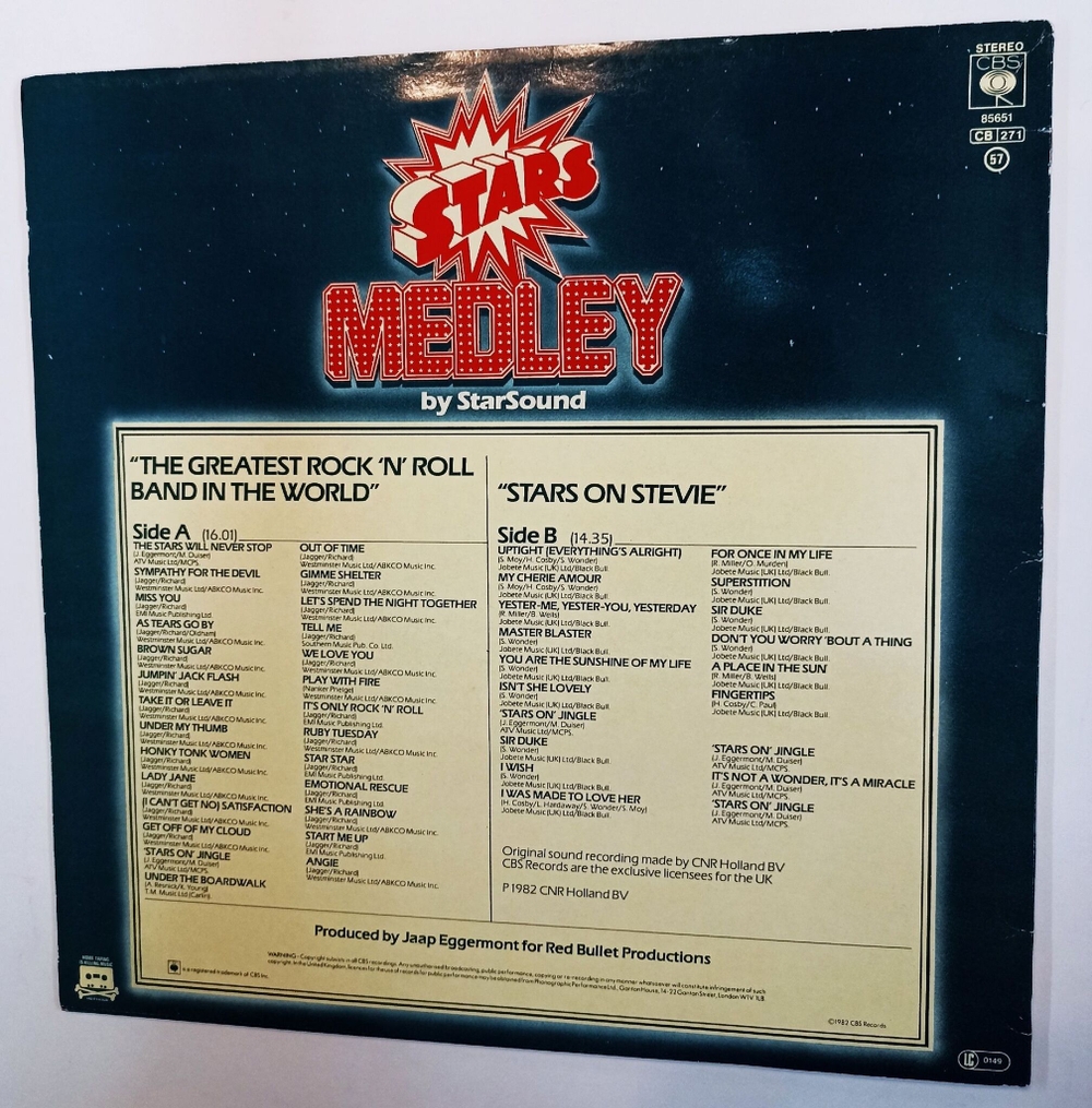 Винтажная виниловая пластинка Starsound Stars Medley: The Album (UK 1982)