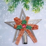 Звезда на ёлку «Классика» с бантом 9,5 см, Серебро