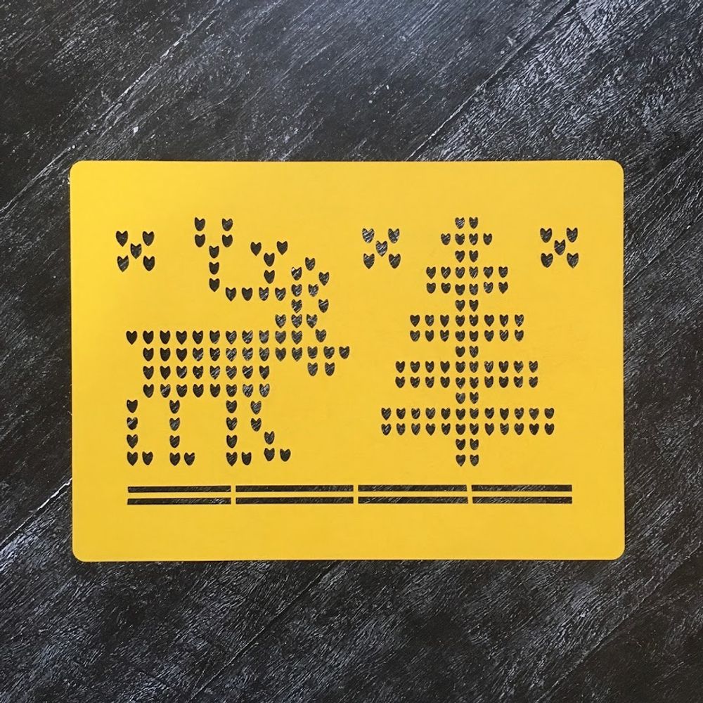 Трафарет новогодний №41 Вязаный узор олень и елка