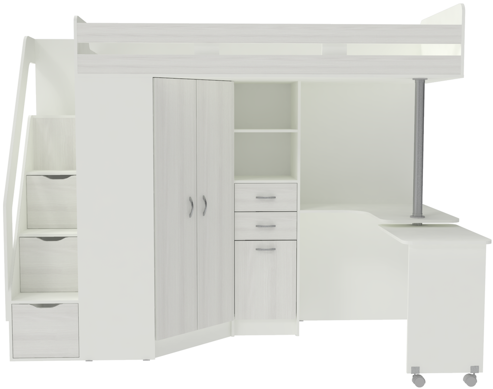 Кровать-чердак КарИВи Мийа Люкс Белый  Белое Дерево