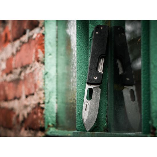 Складной нож Boker 01BO068 Lancer Black c клинком из стали 440C, рукоять G10