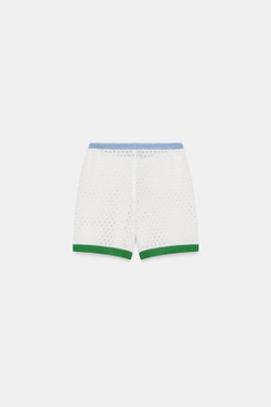 ZARA ШОРТЫ ИЗ АЖУРНОГО ТРИКОТАЖА, БЕЛЫЙ