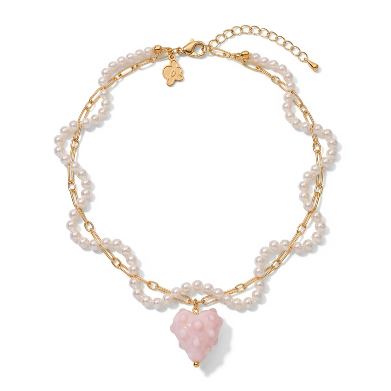 Колье Нежное Сердце с Жемчугом