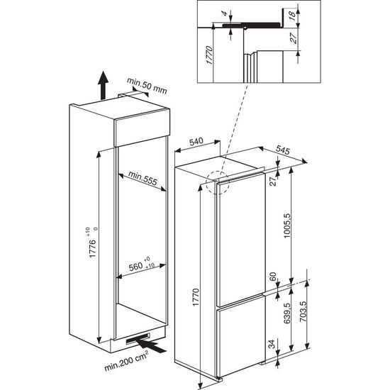 Встраиваемый холодильник Hotpoint-Ariston BCB 7030 AA F C