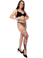 Колготки +size с принтом в виде девушки в маске (Размер: XL-XXL-XXXL) (Цвет: бежевый)